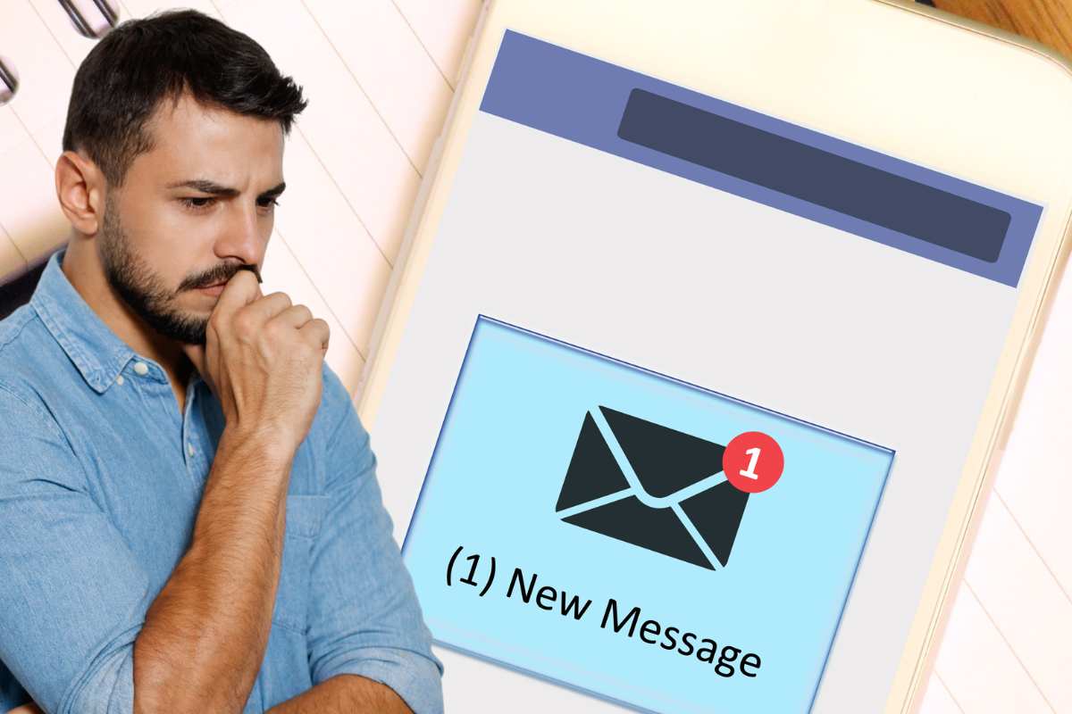 messaggio sms telefono uomo dubbioso